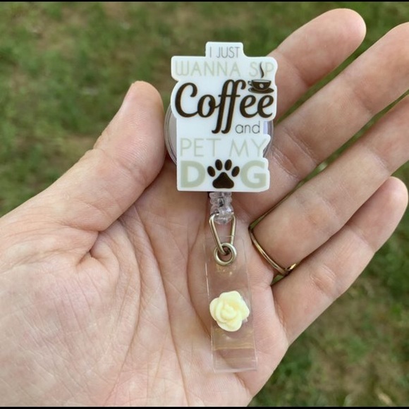 Coffee& Dog Badge Holder - Picture 1 of 3